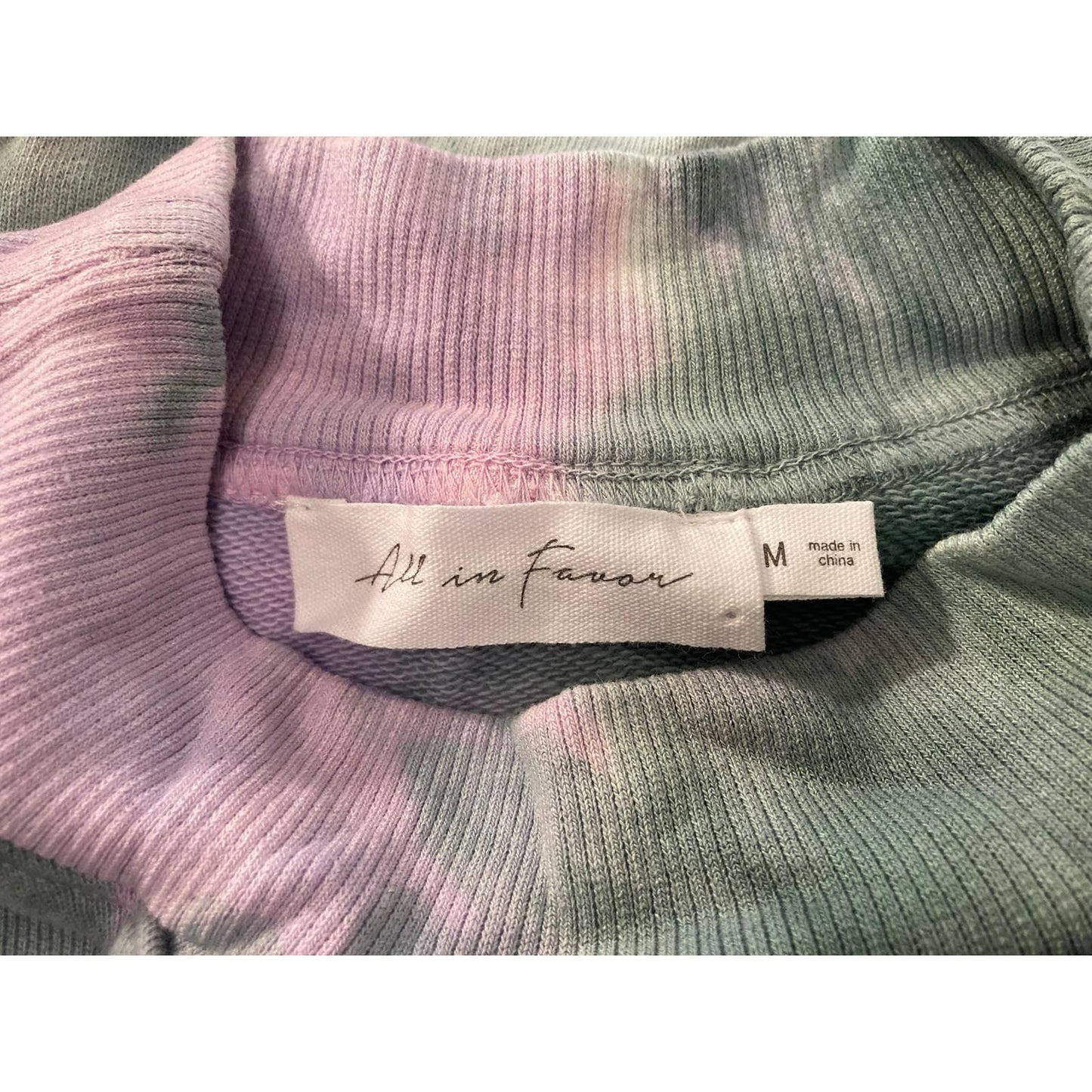 All In Favor Crop Crew Neck Sweatshirt Sz Medium Green & Purple Tie Dye NWT