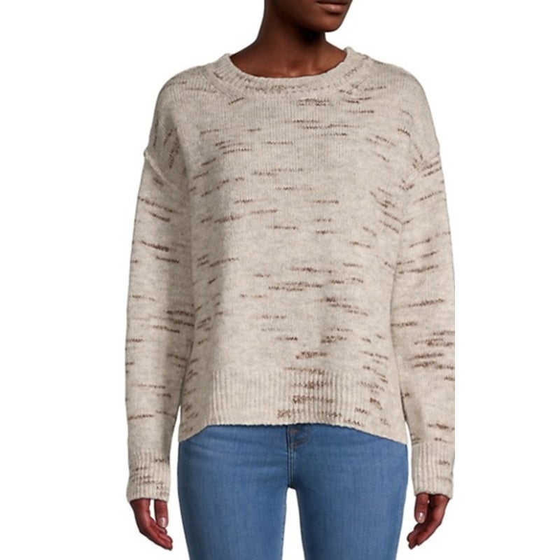 Max Studio NWT Oatmeal Melange Hi-Low Drop Shoulder Pullover Sweater extra Large