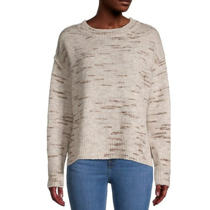 Max Studio NWT Oatmeal Melange Hi-Low Drop Shoulder Pullover Sweater extra Large