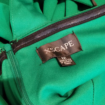 Xscape Emerald Green One Shoulder Gown Open Waist Size 12 US formal evening