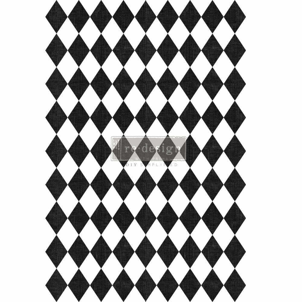 Re Design by Prima Transfer Sticker Harlequin 24x35" Black Diamond Motif