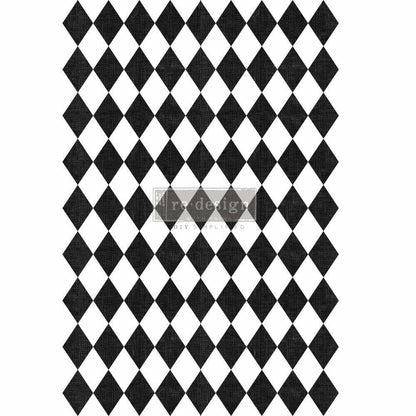 Re Design by Prima Transfer Sticker Harlequin 24x35" Black Diamond Motif