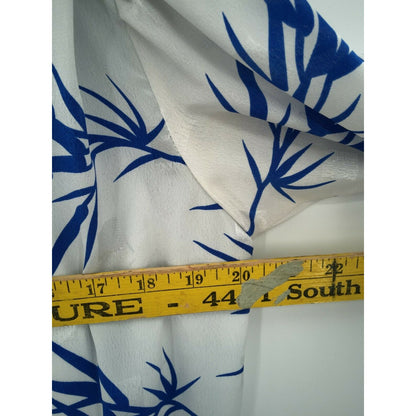 Vintage Starlo Fashions Fit Flare Pleats Palm Print Midi Dress Long Sleeves 1980