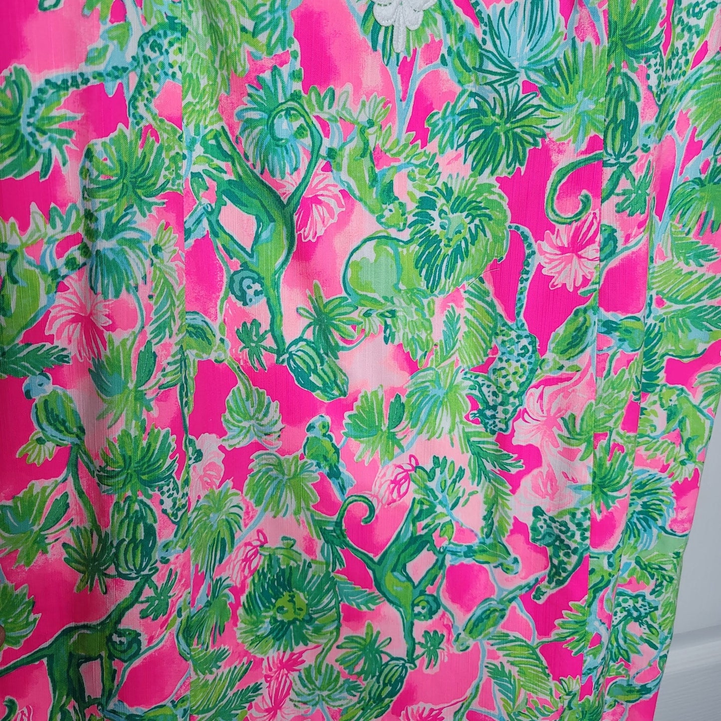 Lilly Pulitzer Gabby Palm-Monkey Shift Dress in Raz Berry Catty Shack 16