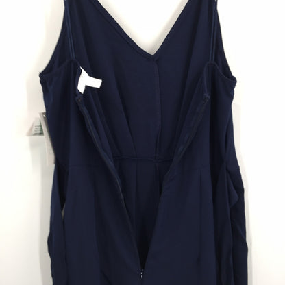 Abound Sleeveless Spaghetti Strap V-Neck Tie Waist Jumpsuit Navy Size Small