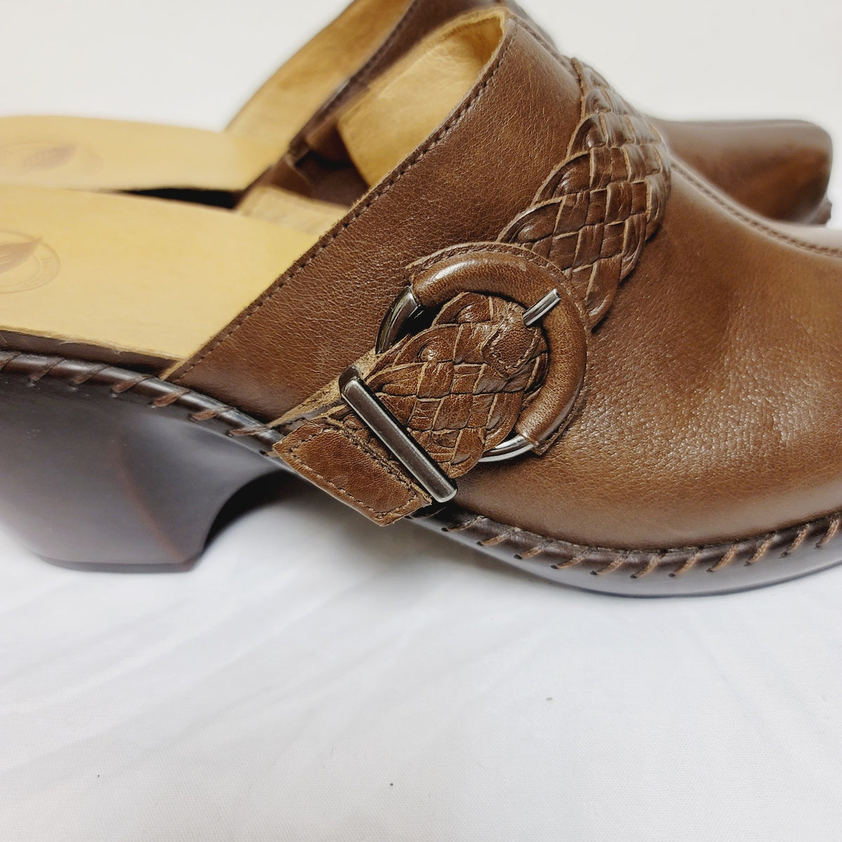 Nuture ABIEE NURTURE leather clogs slide on Womens Size 11 cognac Brown