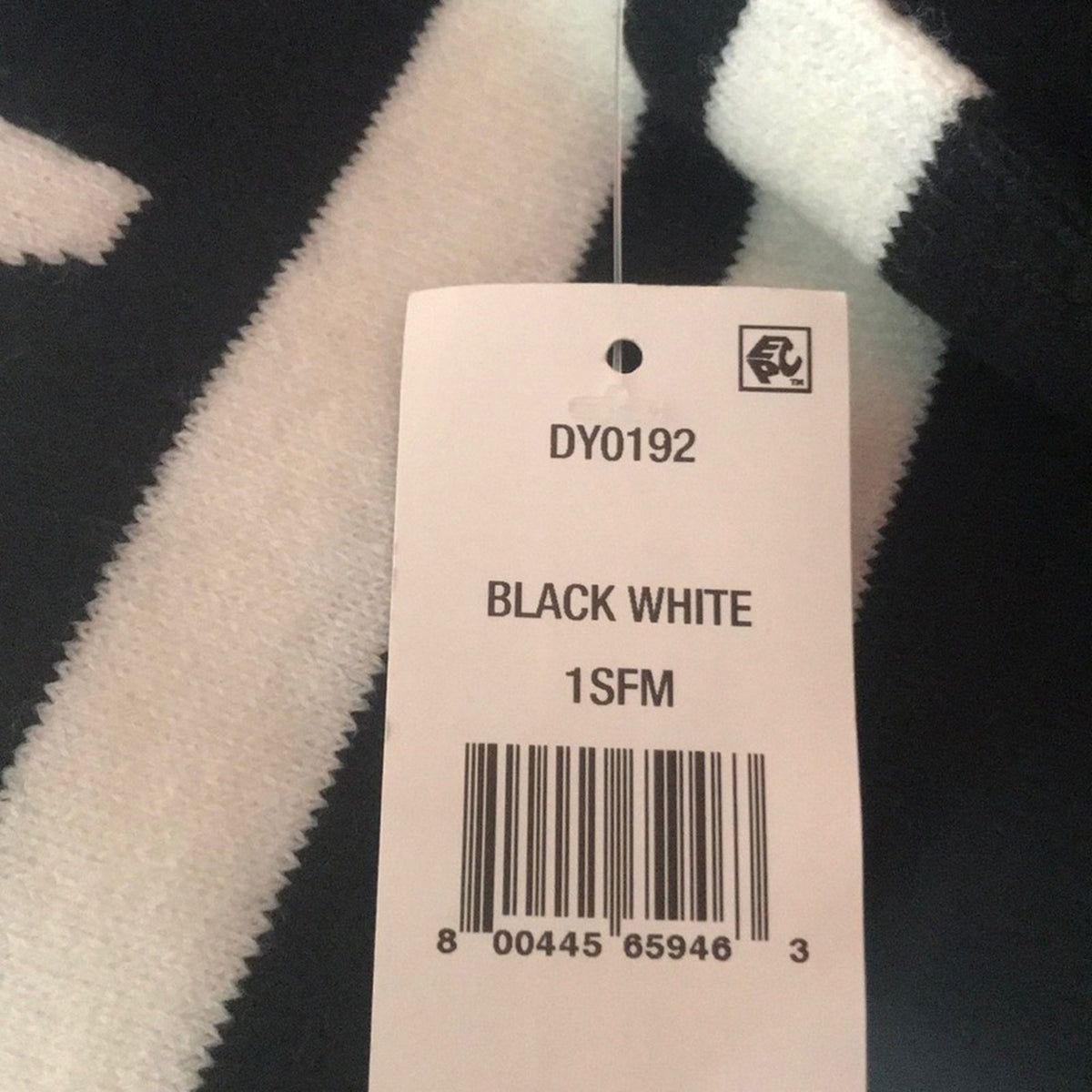 DKNY Black White Logo Stadium Tassel Winter Scarf Winter wrap fringe