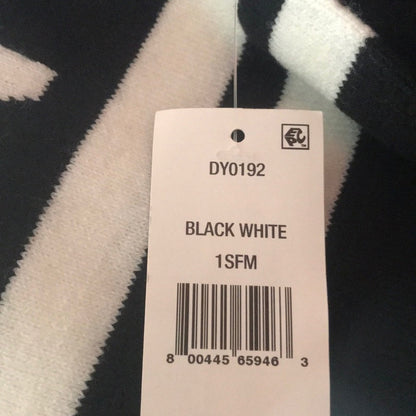 DKNY Black White Logo Stadium Tassel Winter Scarf Winter wrap fringe