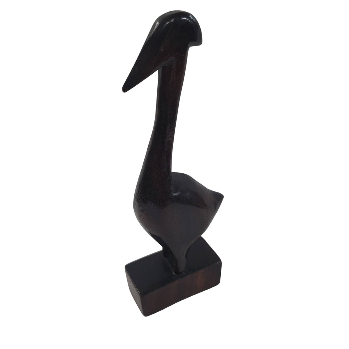 Wood carved bird pelican walnut?  Duck goose swan 5" tall hand carved