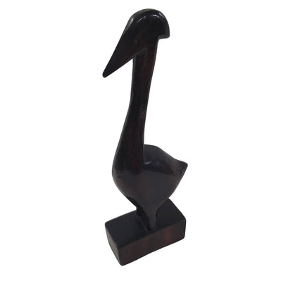 Wood carved bird pelican walnut?  Duck goose swan 5" tall hand carved