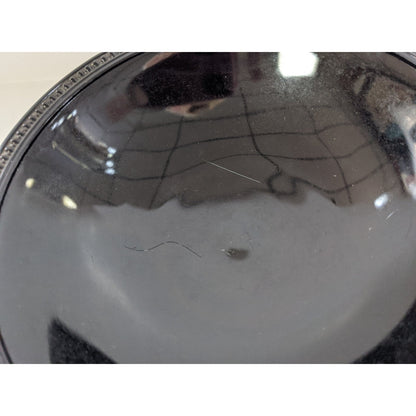 Vintage Black 3.5" x 7" Amethyst Obsidian Round footed pedestal bowl candy dish