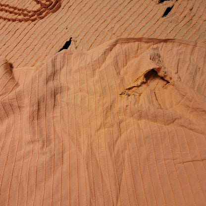 Chenille Peach Coverlet NEEDS REPAIR cutter crafts Queen/ Full Bedspread Blanket