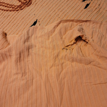 Chenille Peach Coverlet NEEDS REPAIR cutter crafts Queen/ Full Bedspread Blanket