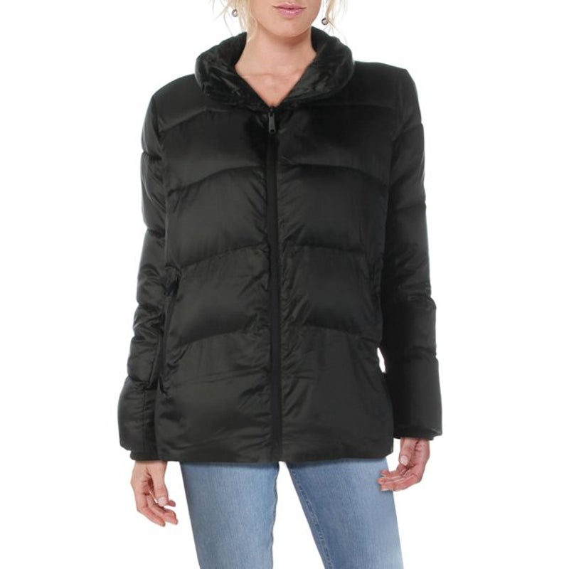 Sam Edelman Short Puffer Long Sleeve Down Hooded Winter Jacket Black coat MEDium