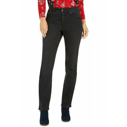 Style & Co Tummy-Control Straight-Leg Jeans High Rise Black Smudge Size 18 pants
