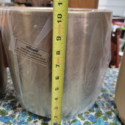 Pair Metal Goldtone Brushed Planters NEW Set of 2 Nesting