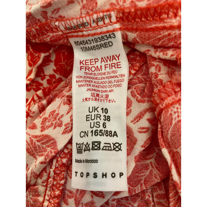 Topshop V-Neck Ruffled Floral Wrap Mini Dress Size 6 in Red Print NWT
