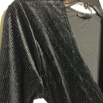 Halogen Velvet Metallic Ribbed Wrap Top Long Sleeve Surplice V-Neck Medium NEW