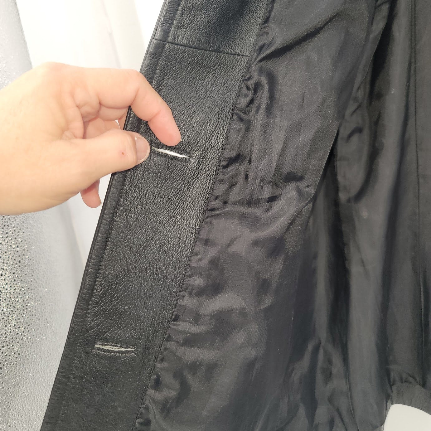 Vintage Worthington Extra Large XL Black Leather Coat Jacket Button Up Pockets