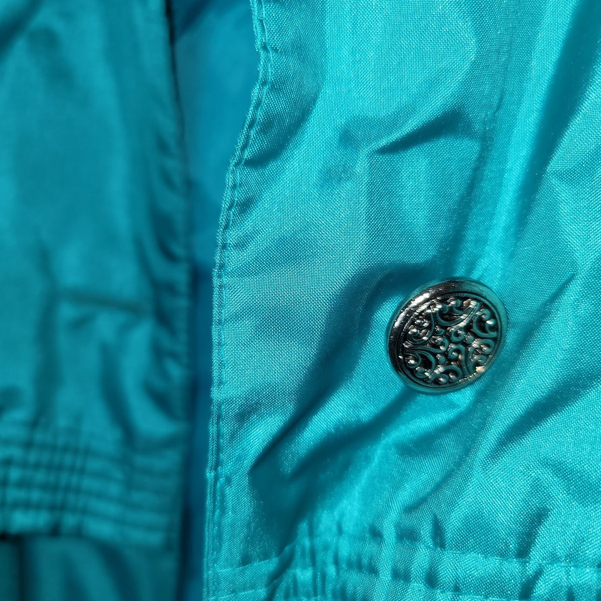 Vintage Worthington Essentials 16W Raincoat Trench Coat Jacket Teal Lined