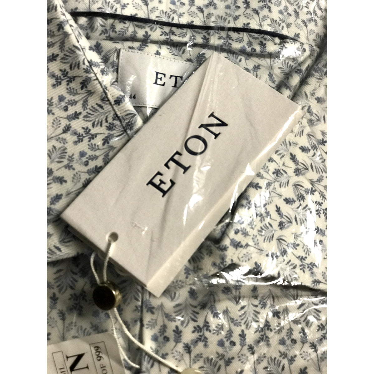 Eton NWT Signature Twill Slim Fit Dress Shirt in White Floral Print XL
