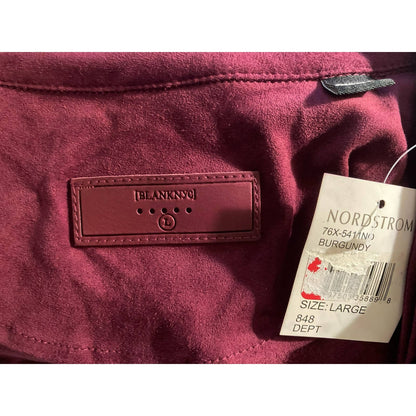 BLANKNYC Drawstring Waist Faux Suede Drape Lapel Jacket Sz Large Burgundy NWT