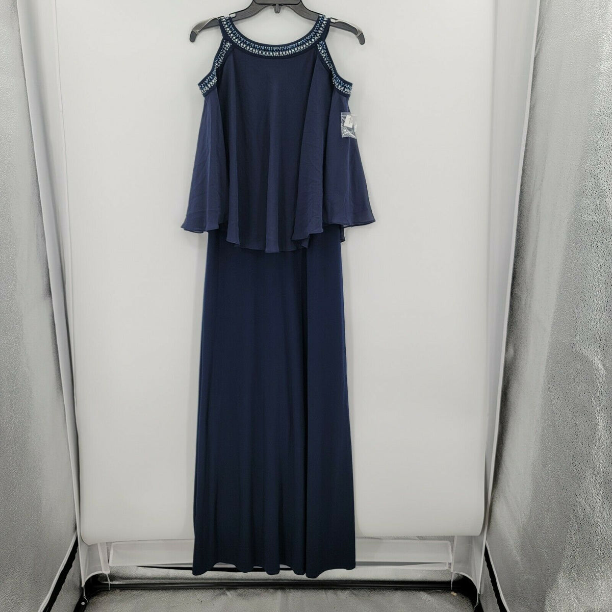 Alex Evenings Navy Cold Shoulder Butterfly Dress Size 8