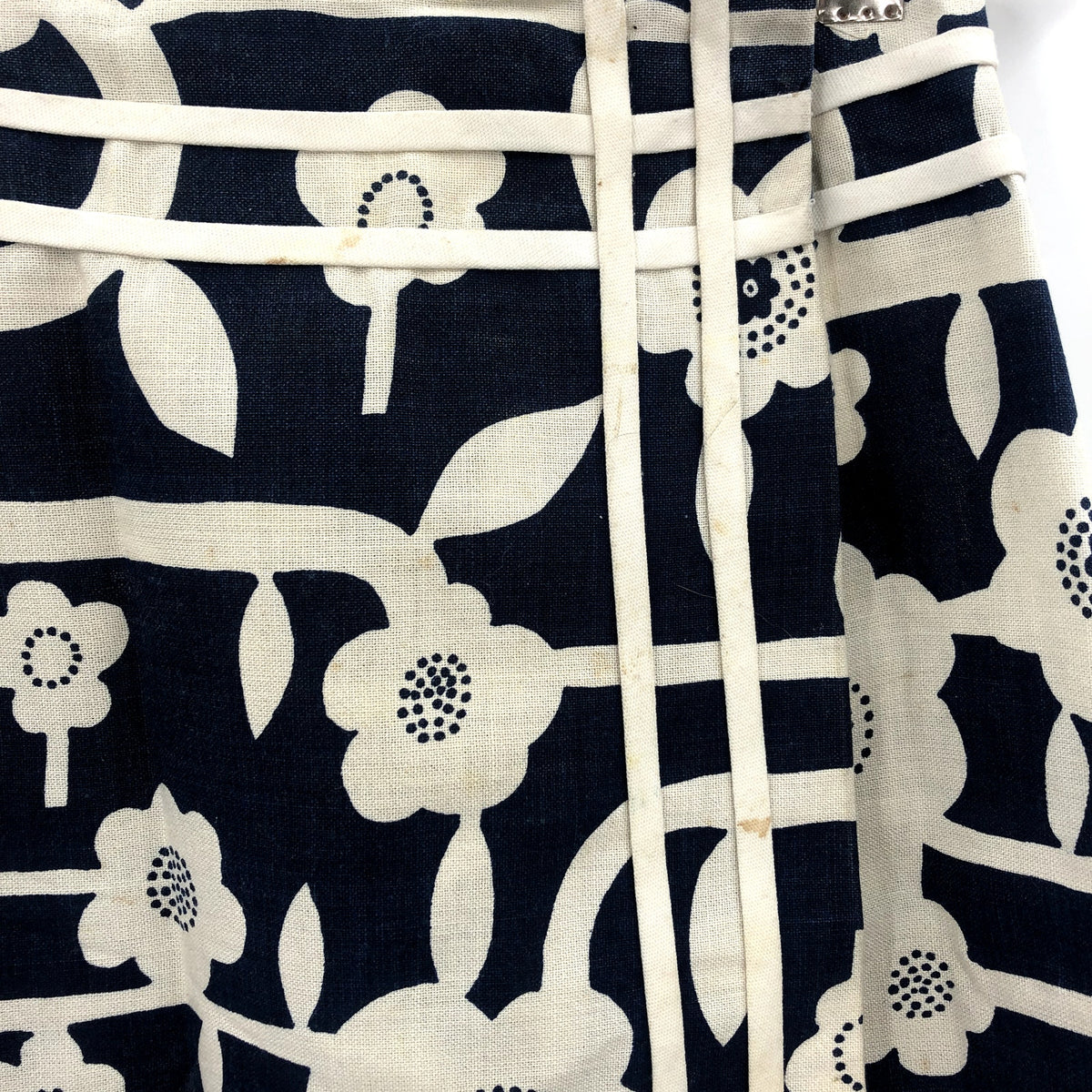 Century Vintage Navy Blue and White Floral Wrap Around Skirt