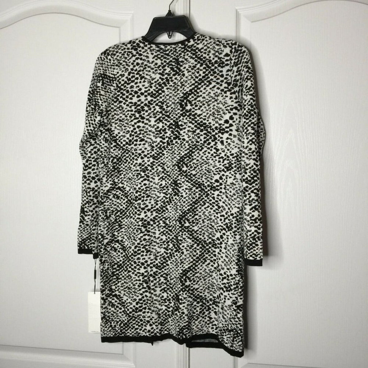 Calvin Klein Cardigan Sweater Open XS Animel Print Straight Hem NEW OVERSIZED