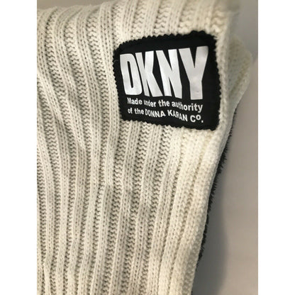 DKNY NEW Designer Infinity Scarf Cream and Black Knitted 30" x 12" Reversible