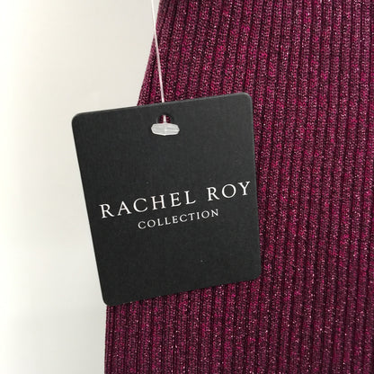 Rachel Roy Knitted Sparkle Ribbed Sweater Long Sleeves Purple Size Medium NWT