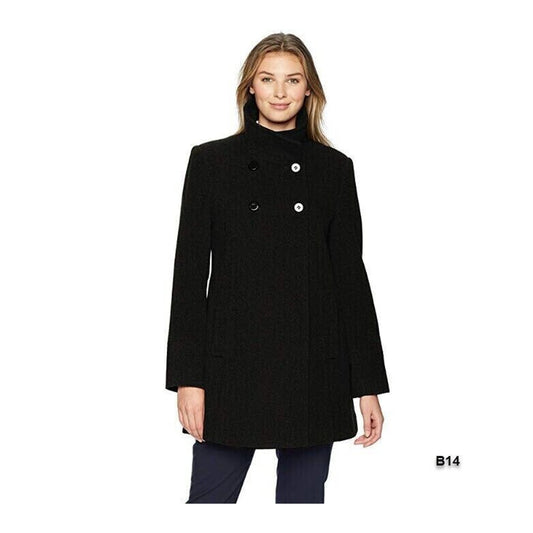Larry Levin Women's Wool Blend Coat Size Small Black NWT Jacket Button Up