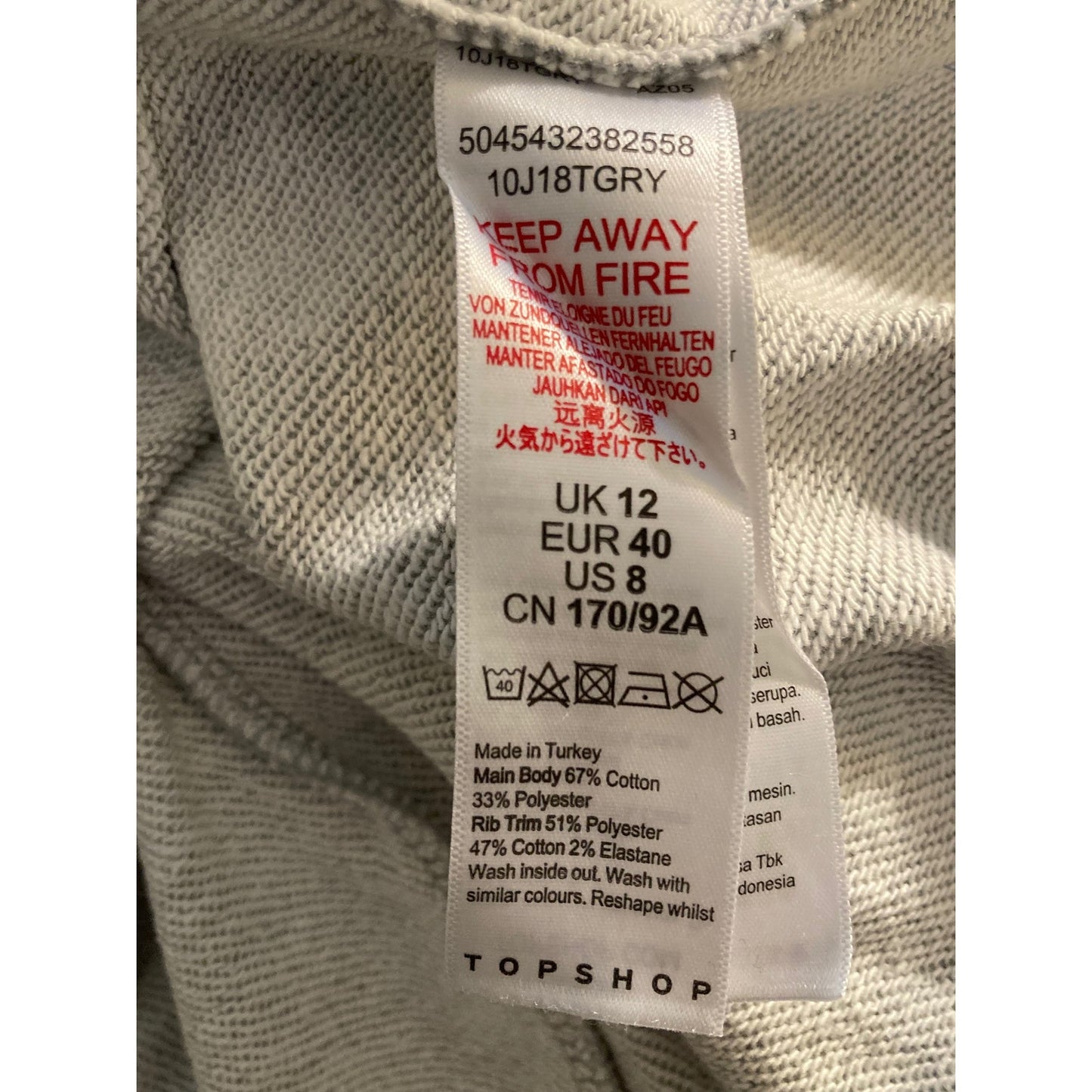 TOPSHOP Streetwear Long Sleeve Sweatshirt Hoodie Mini Dress Sz 8 in Grey NWT