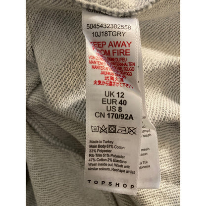 TOPSHOP Streetwear Long Sleeve Sweatshirt Hoodie Mini Dress Sz 8 in Grey NWT