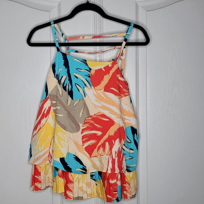 NWT Laundry By Shelli Segal Tropical Leaf Tank Top XS Blouse Top Sleeveless
