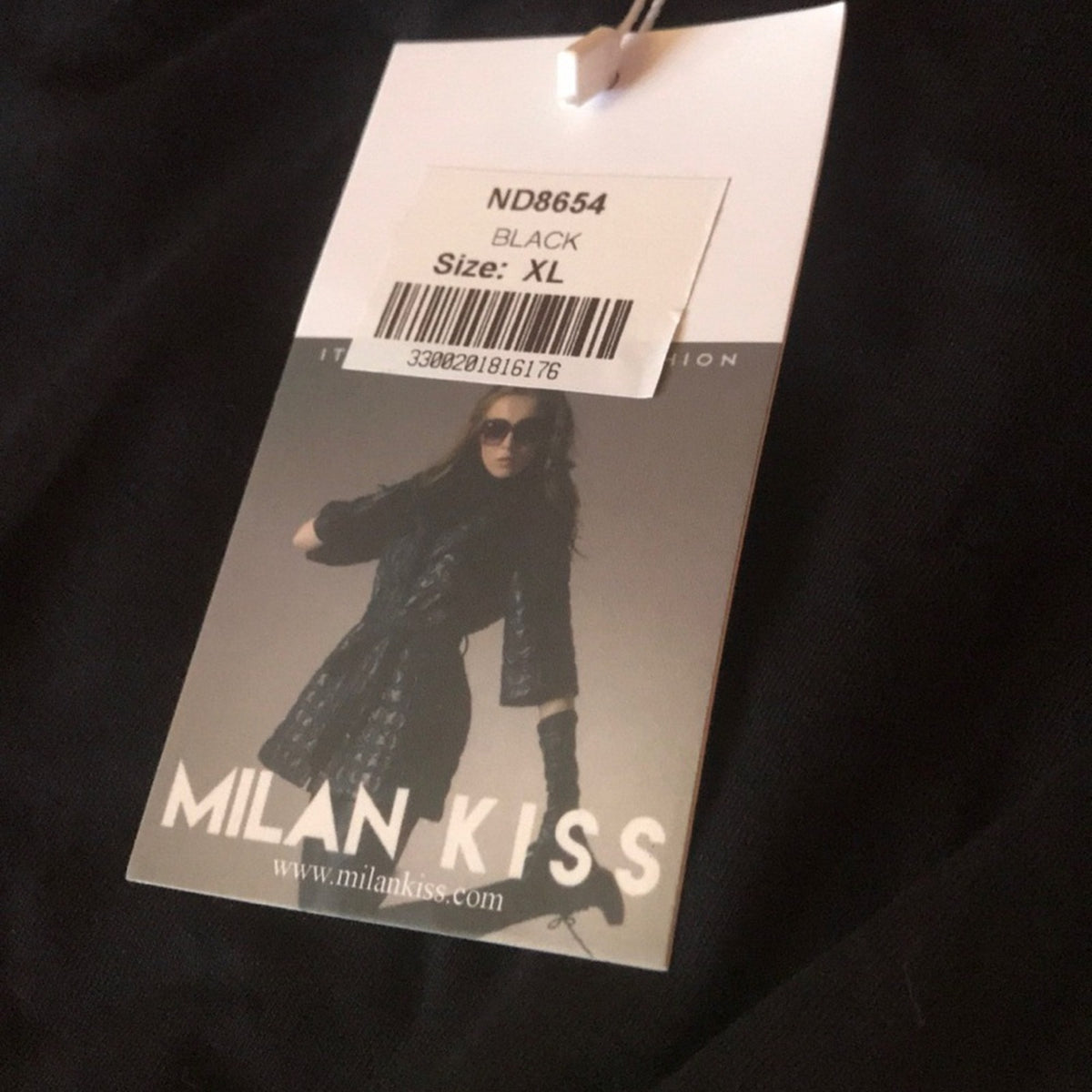 Milan Kiss Flutter Sleeve Black Bodycon Dress XL Midi Formal Cocktail X-Large