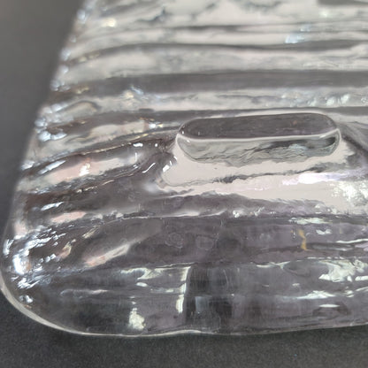 Ice Water Textured Foot Rectangle Scandinavian Glass Crystal Servving Tray Bark