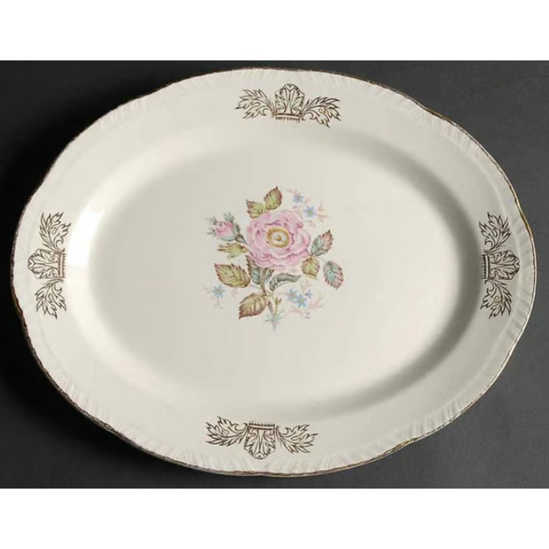 Homer Laughlin Queen Esther Oval Serving Platter Golden Edge CHIPPED Replacement