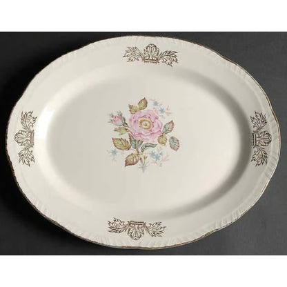 Homer Laughlin Queen Esther Oval Serving Platter Golden Edge CHIPPED Replacement
