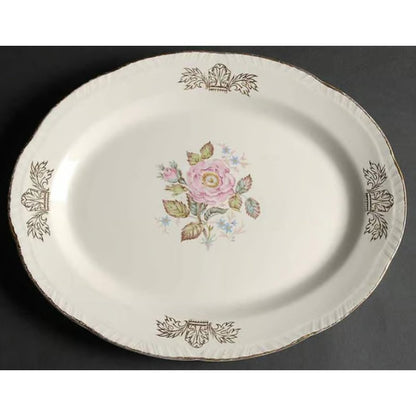 Homer Laughlin Queen Esther Oval Serving Platter Golden Edge CHIPPED Replacement