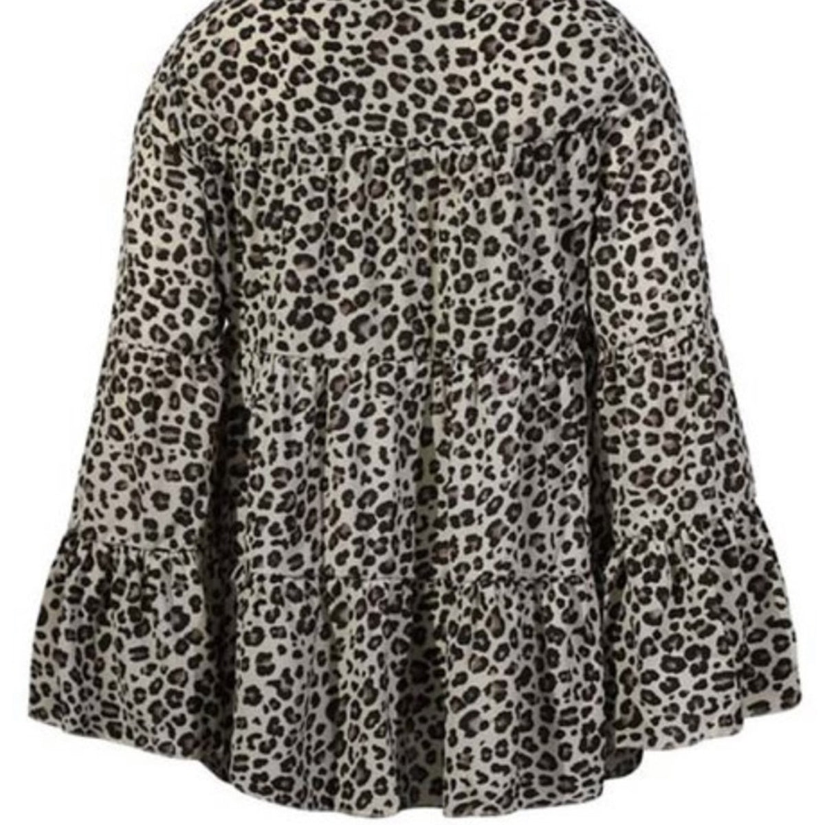 Romantic Hut Apricot Leopard Bell Sleeve Tier Top Size 6