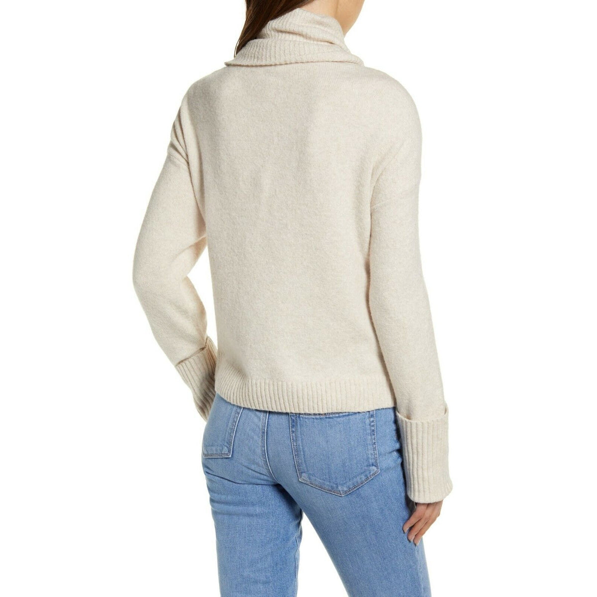 Chelsea 28 Cowl neck sweater size medium Oatmeal beige Winter Long Sleeve