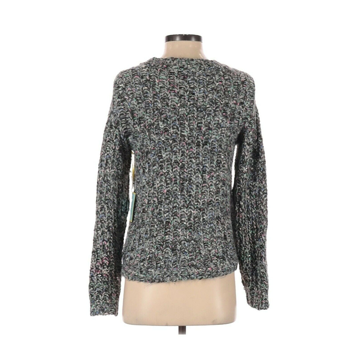 Cece NWT Pullover Grey Sweater Long Sleeve Multicolor Crew Neck Size XS