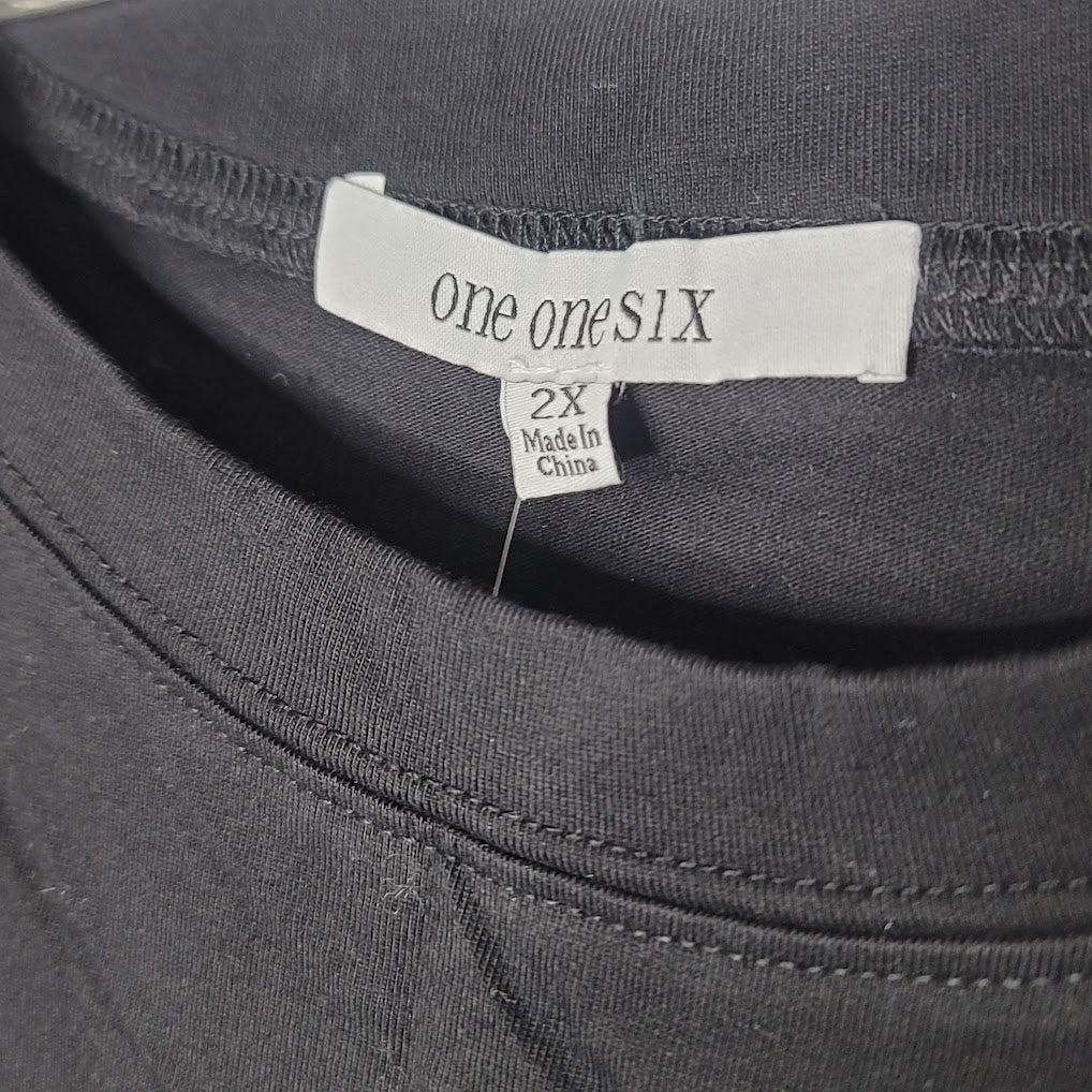 One One Six Size 2X Black Sleeveless crew neck TShirt Long underarm slit