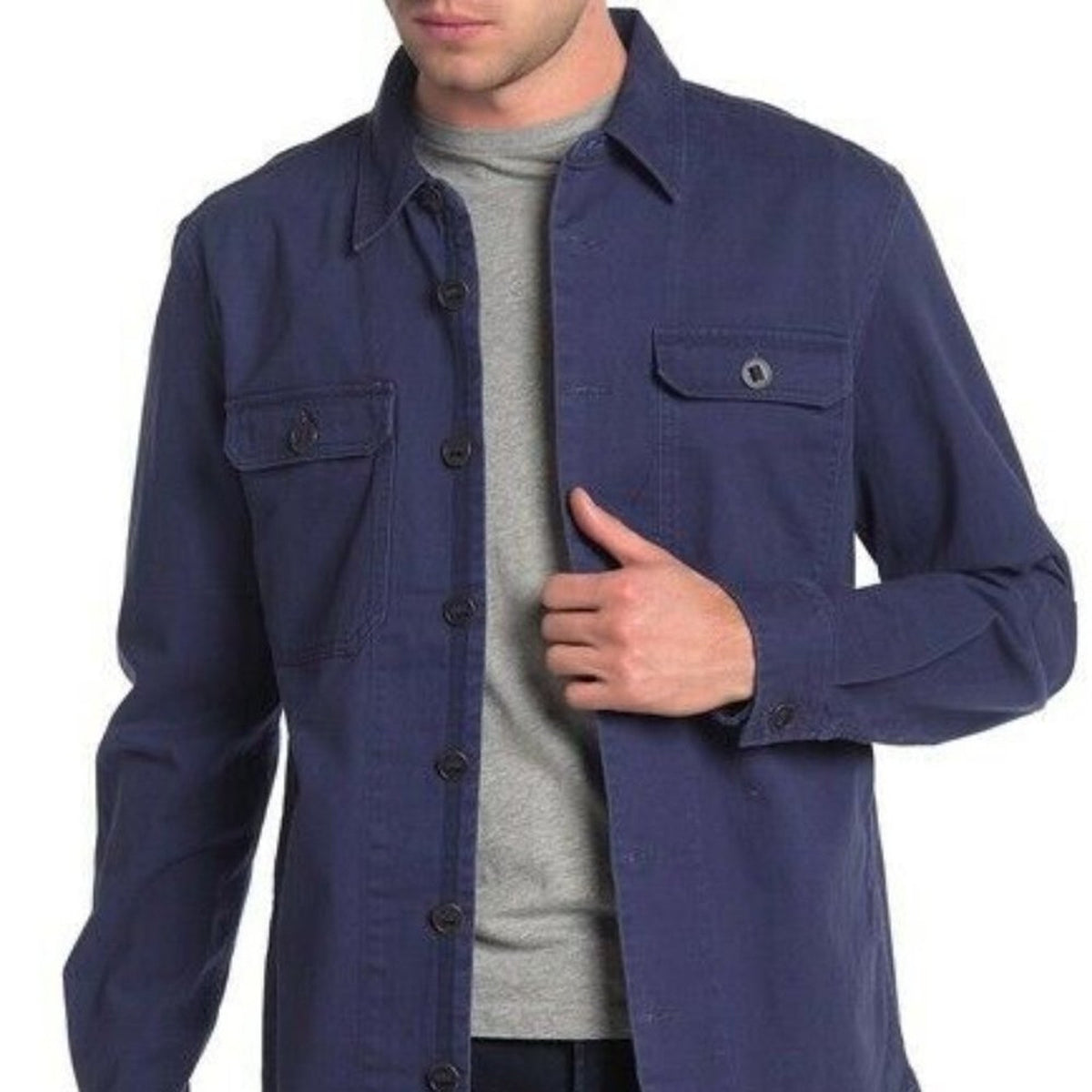 Slate Stone Pockets Front Button Shirt Jacket Long Sleeves Spread Collar XL NEW