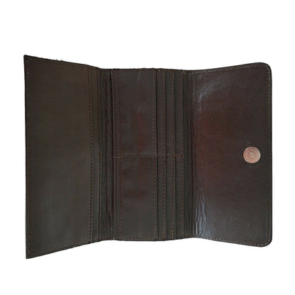 Hand tooled leather wallet trifold White 7 1/2"x 4" BOHO Chic Mexican Artisan