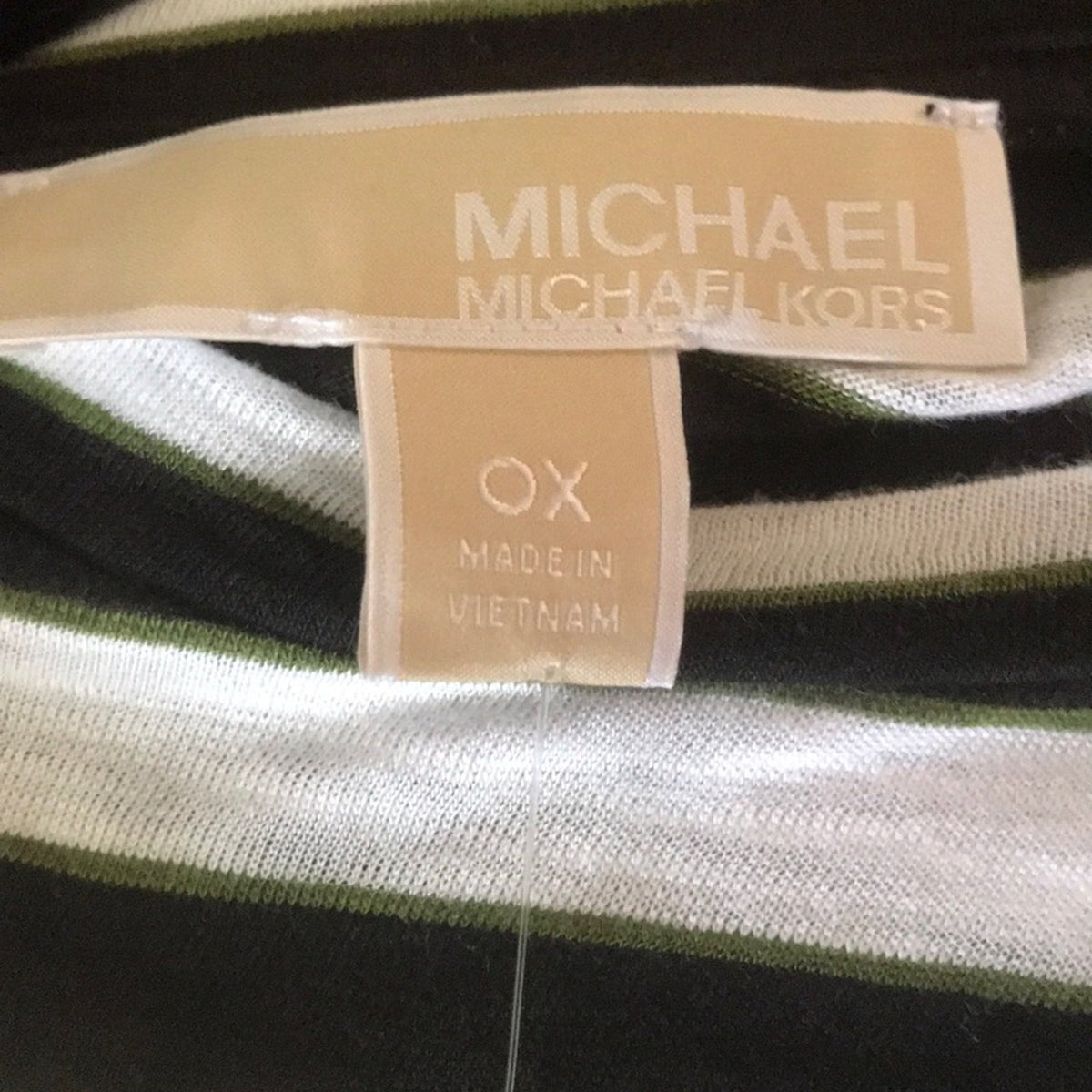 Michael Kors Blue White Evergreen Striped Long Sleeve Shirt OX / Large shirt top