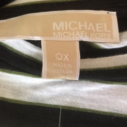 Michael Kors Blue White Evergreen Striped Long Sleeve Shirt OX / Large shirt top