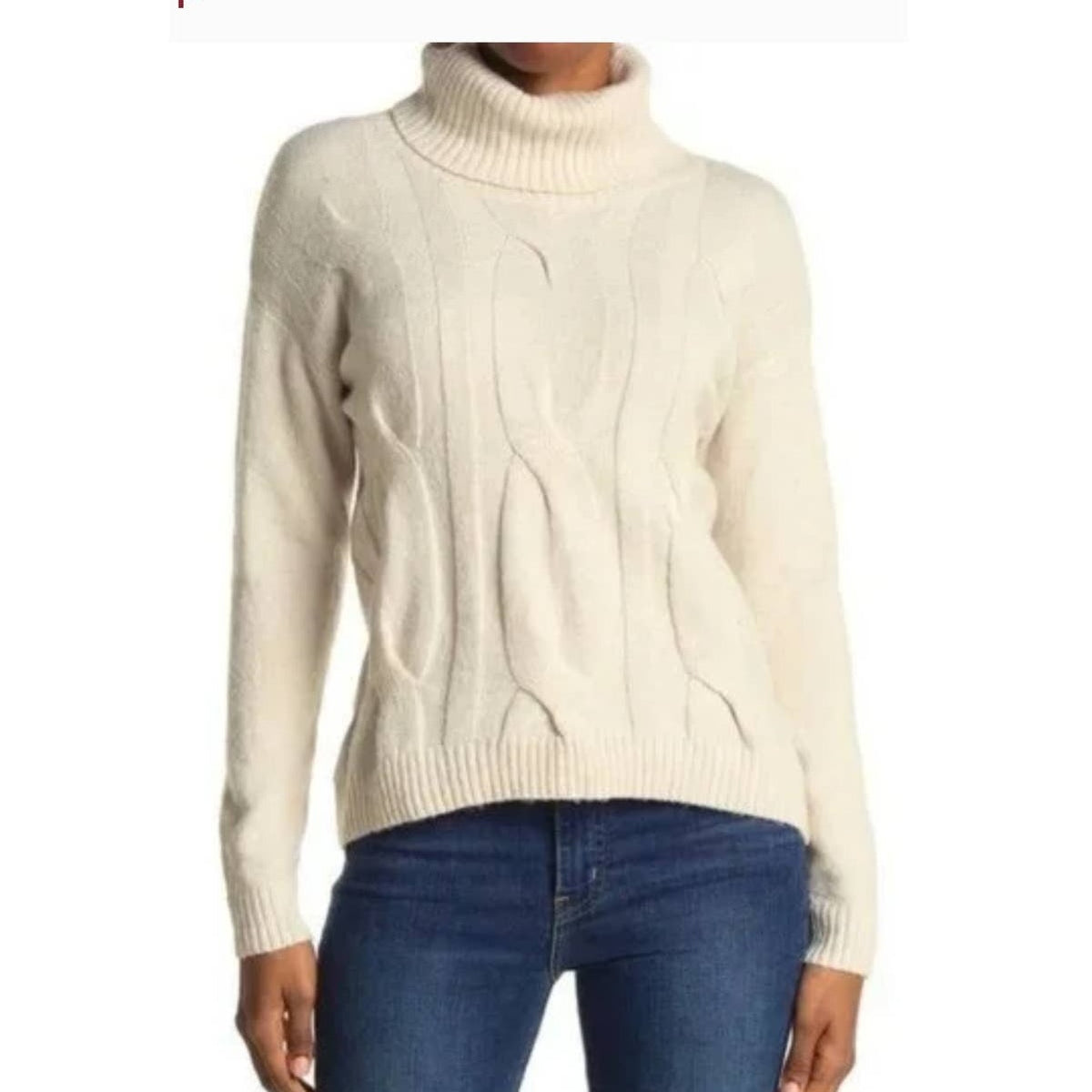 Stitch Drop Sweater Cable knit long sleeve turtleneck Size Small