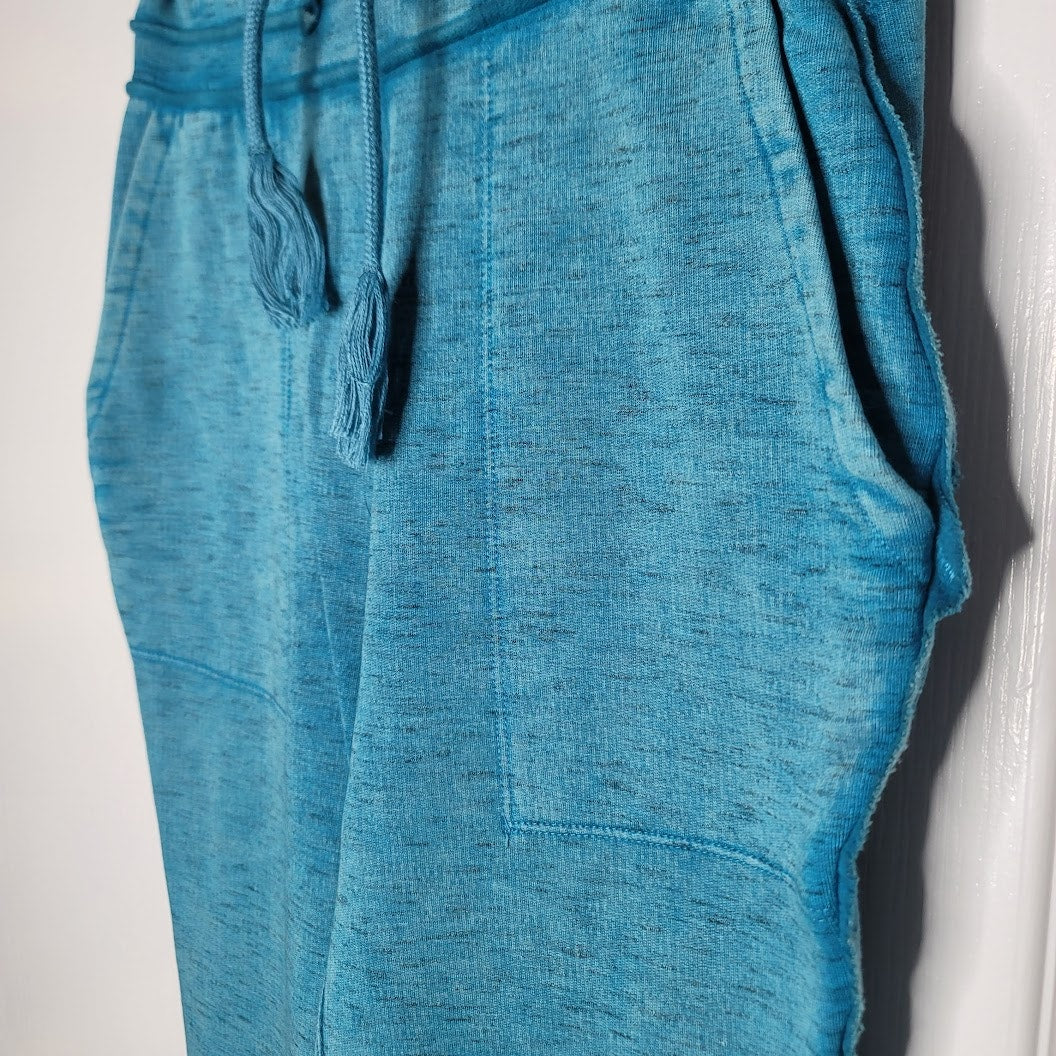FP Movement Cropped Pants Size Small Blue Drawstring Wasit Pockets Joggers